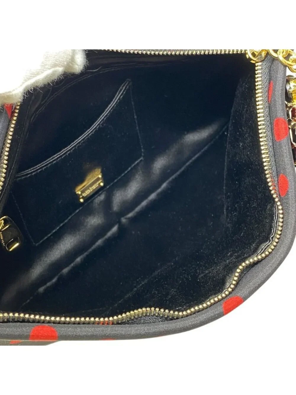 Dolce & Gabbana Dot Pattern Biju Pouch Clutch Canvas Black Red Party Going